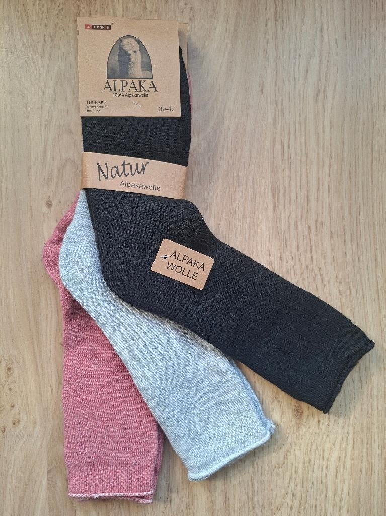 3 Paar Thermo Alpaka Wollen Sokken Maat 39-42 (Lang), Kleding | Dames, Sokken en Kniesokken, Overige kleuren, Verzenden, Alpaka