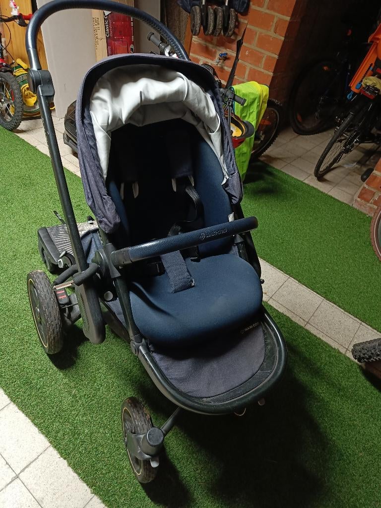 Maxi-Cosi buggy+draagmand+Maxi-Cosi+meerijplankje, Poussette combi, Utilisé, Maxi-Cosi, Tige de poussée réglable