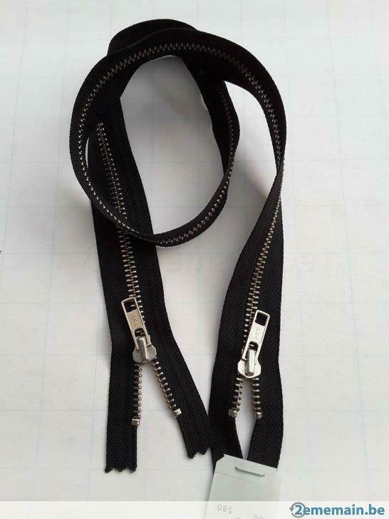 tirette-fermeture éclair noir double curseur 70 cm métalliqu, Hobby & Loisirs créatifs, Enlèvement ou Envoi, Neuf