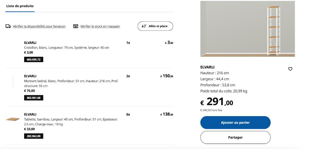Elvarli Ikea bamboe 40X51 6 schappen - 4 haken - H 215, Ophalen, Zo goed als nieuw