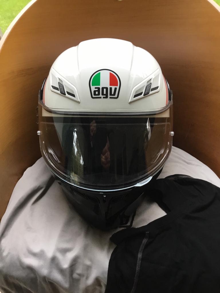Motorhelm AGV Compact ST Detroit Wit-Zwart XL., Motoren, Ophalen, Systeemhelm, XL, AGV