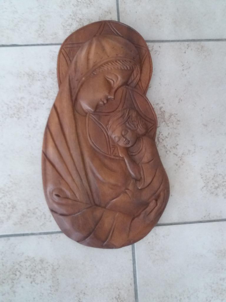 Lieve vrouw + kind in hout ( Filipijnen), Antiek en Kunst, Ophalen of Verzenden