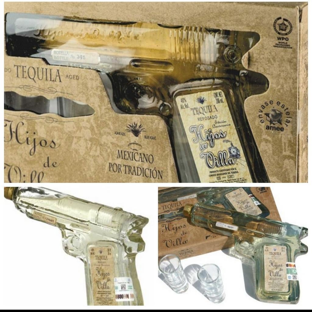 6 de Mes 🥸 Rares ? 🍾 HIJOS de Villa TEQUILA Reposa Pistola, Collections, Vins, Neuf, Pleine, Enlèvement, Autres types