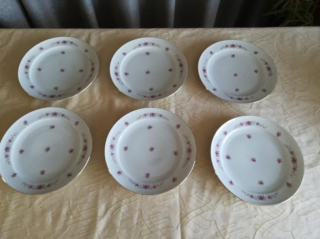 6 grote borden met gouden rand Eschenbach Roswitha, Antiek en Kunst, Ophalen of Verzenden