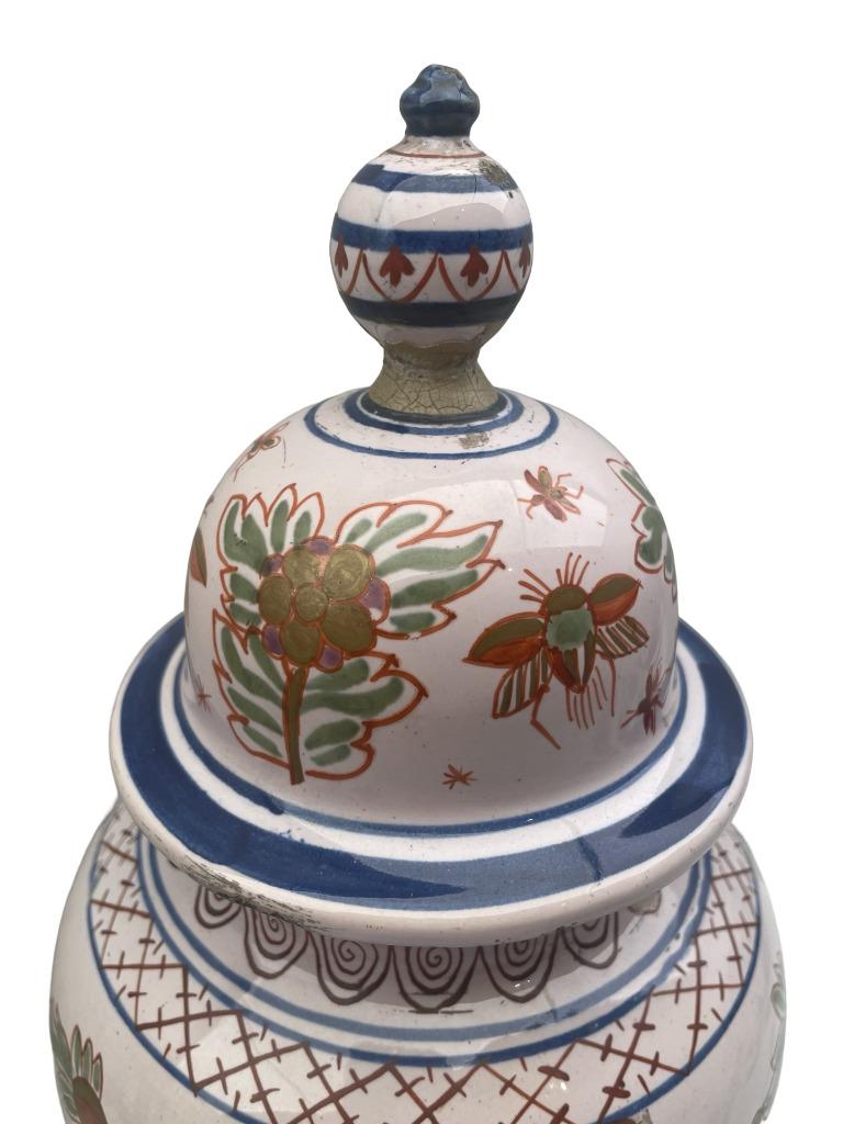 Pot couvert en faïence – Desvres ou Delft – Décor de mouches, Antiquités & Art, Enlèvement ou Envoi