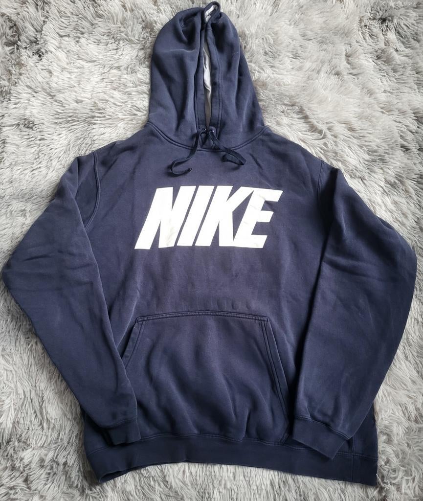 Nike Vintage Spellout marineblauwe hoodie - maat L, Maat 52/54 (L), Blauw, Nike, Ophalen of Verzenden