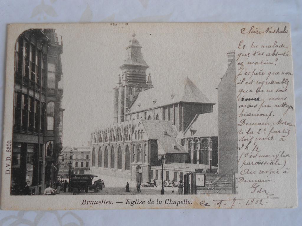 2 ansichtkaarten Kapellekerk, Brussel, Ophalen of Verzenden, Voor 1920, Gelopen, Brussel (Gewest)