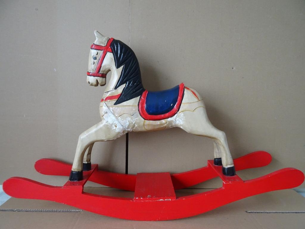 Curiosa houten beeld paard beeld hobbelpaard 88x15x43cm 1950, Verzenden