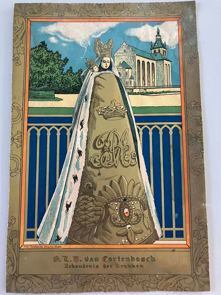 GROTE Antieke religieuze prent, H 30 cm., Verzamelen, Ophalen of Verzenden