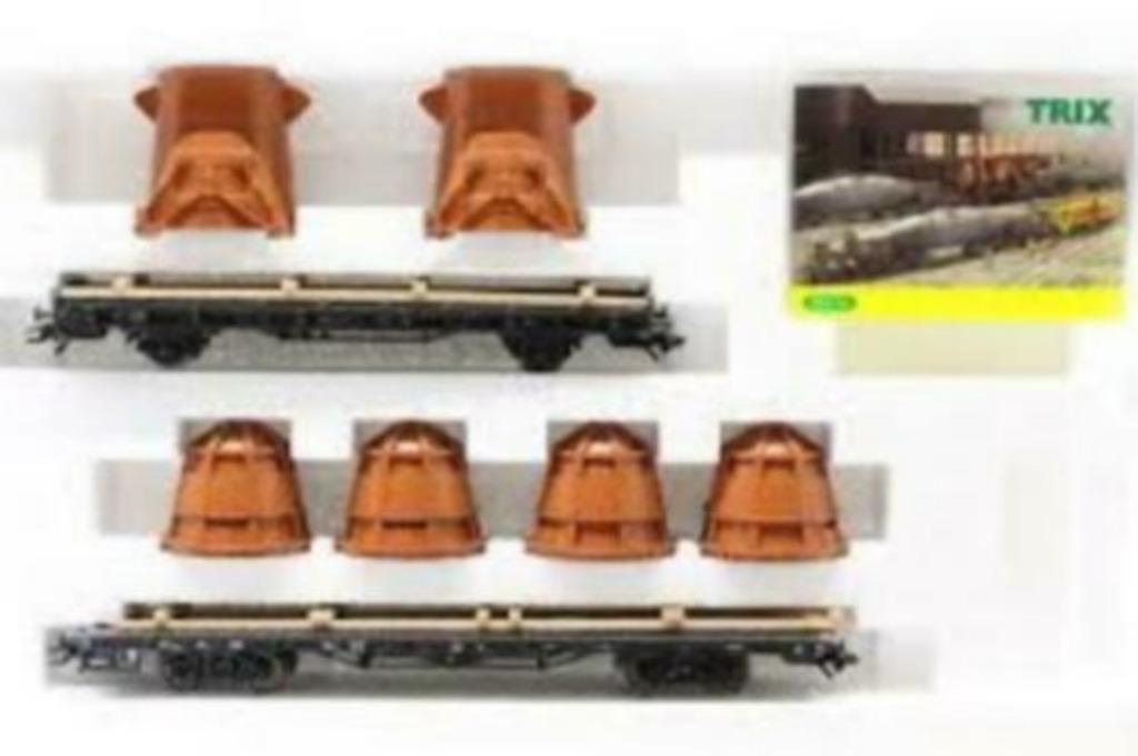 TRIX 24064 flachwagen-set mit roheisen DB époque III ho dc, Gelijkstroom, Trix, Ophalen of Verzenden, Nieuw