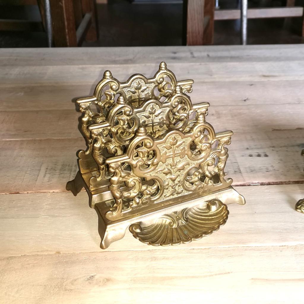 Ensemble de bureau en cuivre antique - porte-lettres - boîte, Enlèvement ou Envoi