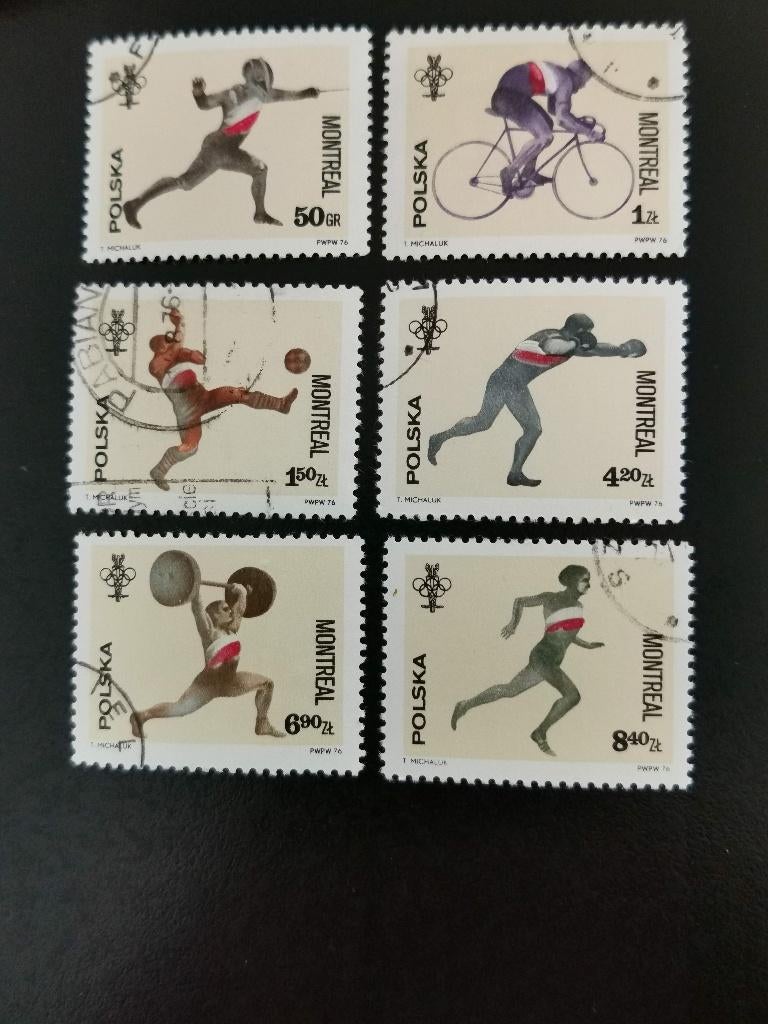 Polen 1976 - sport - schermen, wielrennen, voetbal, lopen, Ophalen of Verzenden, Polen, Gestempeld