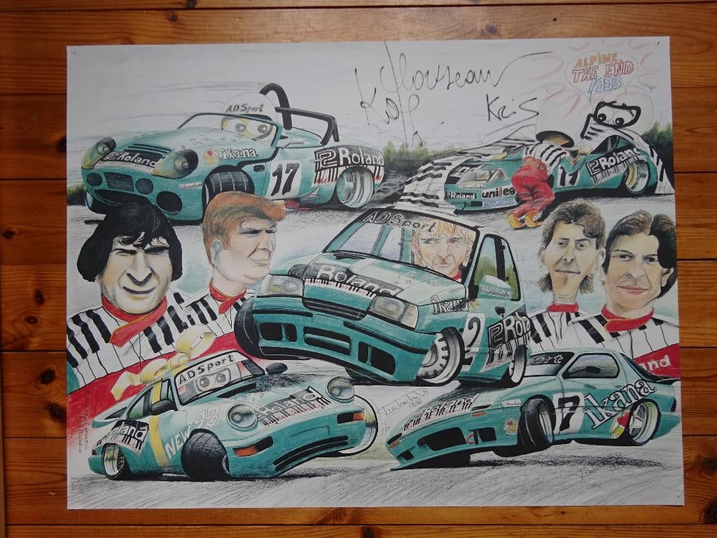 Poster Roland auto race team handtekening Koen Wauters 1993, Ophalen of Verzenden, Gebruikt, Auto's