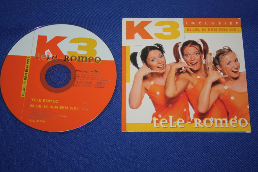 K3 CD single ( Tele-romeo + blub ik ben een vis ) 2001, Ophalen of Verzenden, Gebruikt, Overige typen