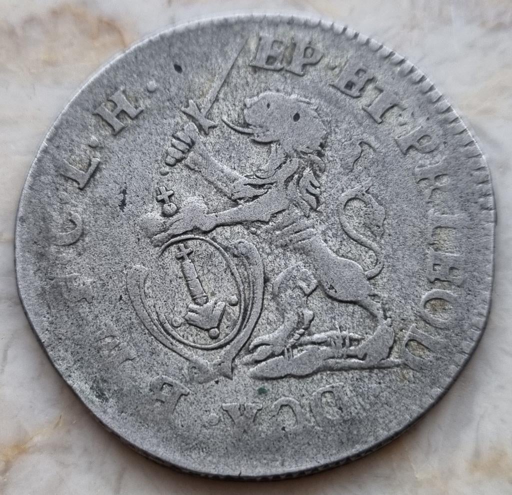 Dubbele Escalin 1753 (Luik) John Theodore, Ophalen of Verzenden, Losse munt, Zilver