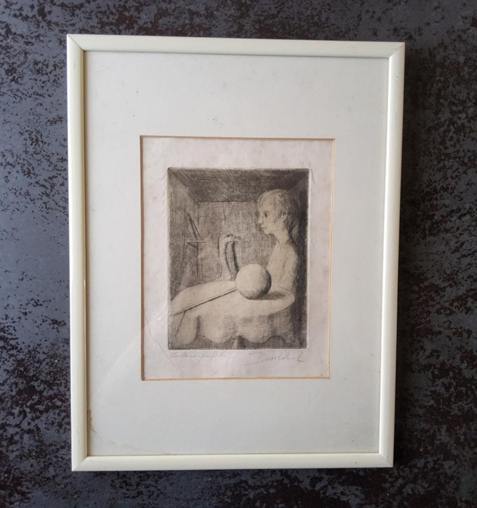 Ets Kind met bal door Roland Devolder, Antiek en Kunst, Ophalen of Verzenden
