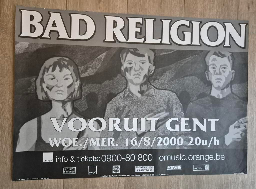 Concert poster Bad Religion -Vooruit Gent-, Verzamelen, Ophalen of Verzenden, Zo goed als nieuw, Muziek