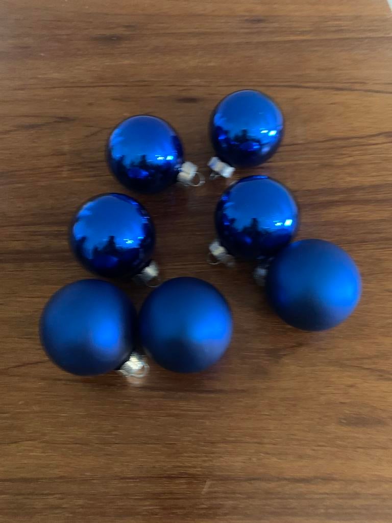 Blauwe glazen kerstballen, Diversen, Kerst, Ophalen of Verzenden, Zo goed als nieuw