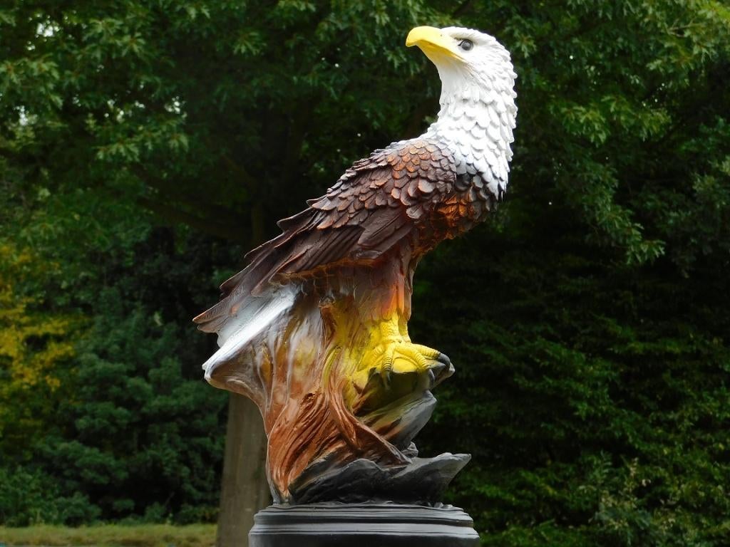 Statue d'aigle - 65 x 40 cm - Polystone, Jardin & Terrasse, Statues de jardin, Animal, Synthétique, Enlèvement ou Envoi