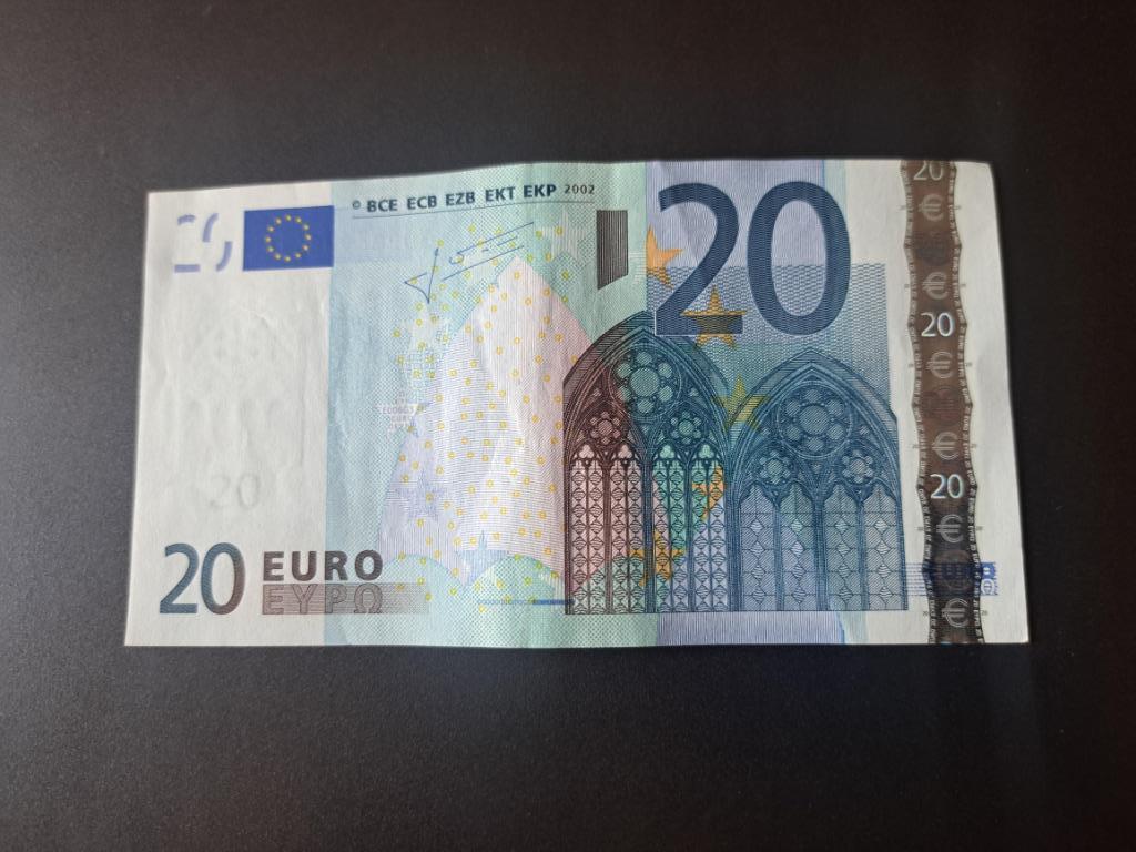 2002 Finland 20 euro oude serie Trichet code E006, Postzegels en Munten, Verzenden, Finland, 20 euro, Los biljet
