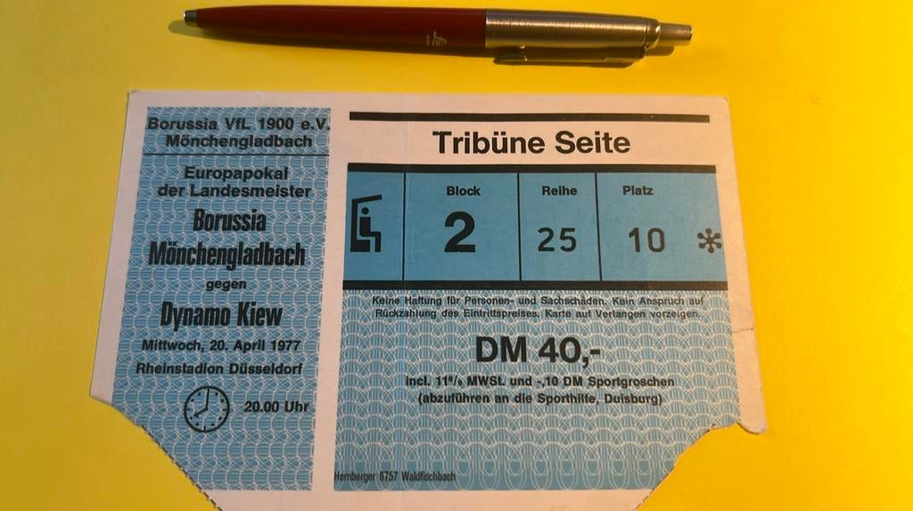 Ticket coupe Europe Mönchengladbach Dynamo Kiev 1977, Envoi