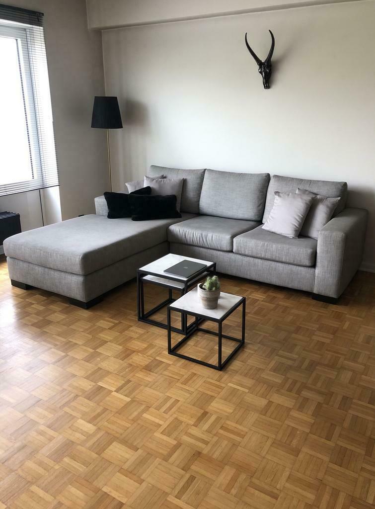 Zetel met longchair, Huis en Inrichting, Zetels | Zetels en Chaises Longues, Ophalen of Verzenden, Zo goed als nieuw, Stof, Modern