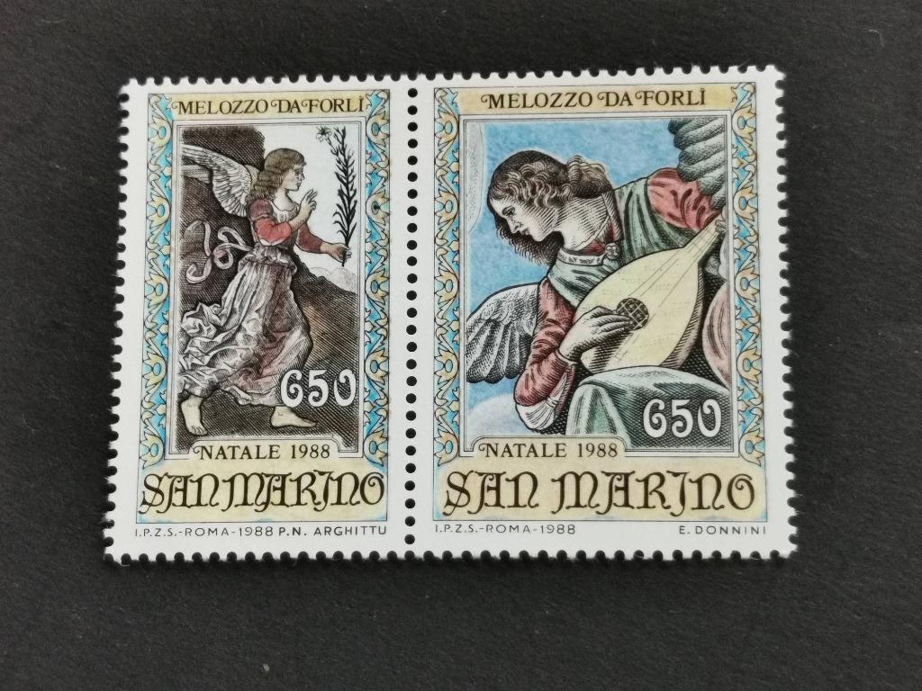 Saint-Marin 1988 - Noël - anges, fleurs, luth **, Enlèvement ou Envoi, Non oblitéré