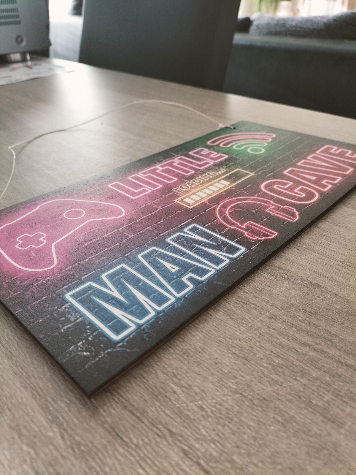 Tekstbord 'Little Man Cave', Huis en Inrichting, Woonaccessoires | Tekstborden en Spreuken, Tekstbord, Ophalen of Verzenden, Hout