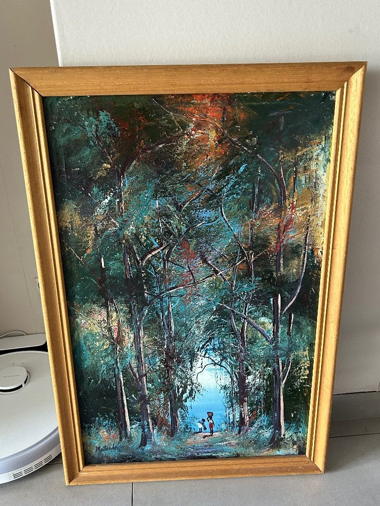 Tableau signé “Matondo” – 70  50 cm avec cadre, Antiquités & Art, Art | Peinture | Classique, Peinture acrylique, Paysage, Expressionniste