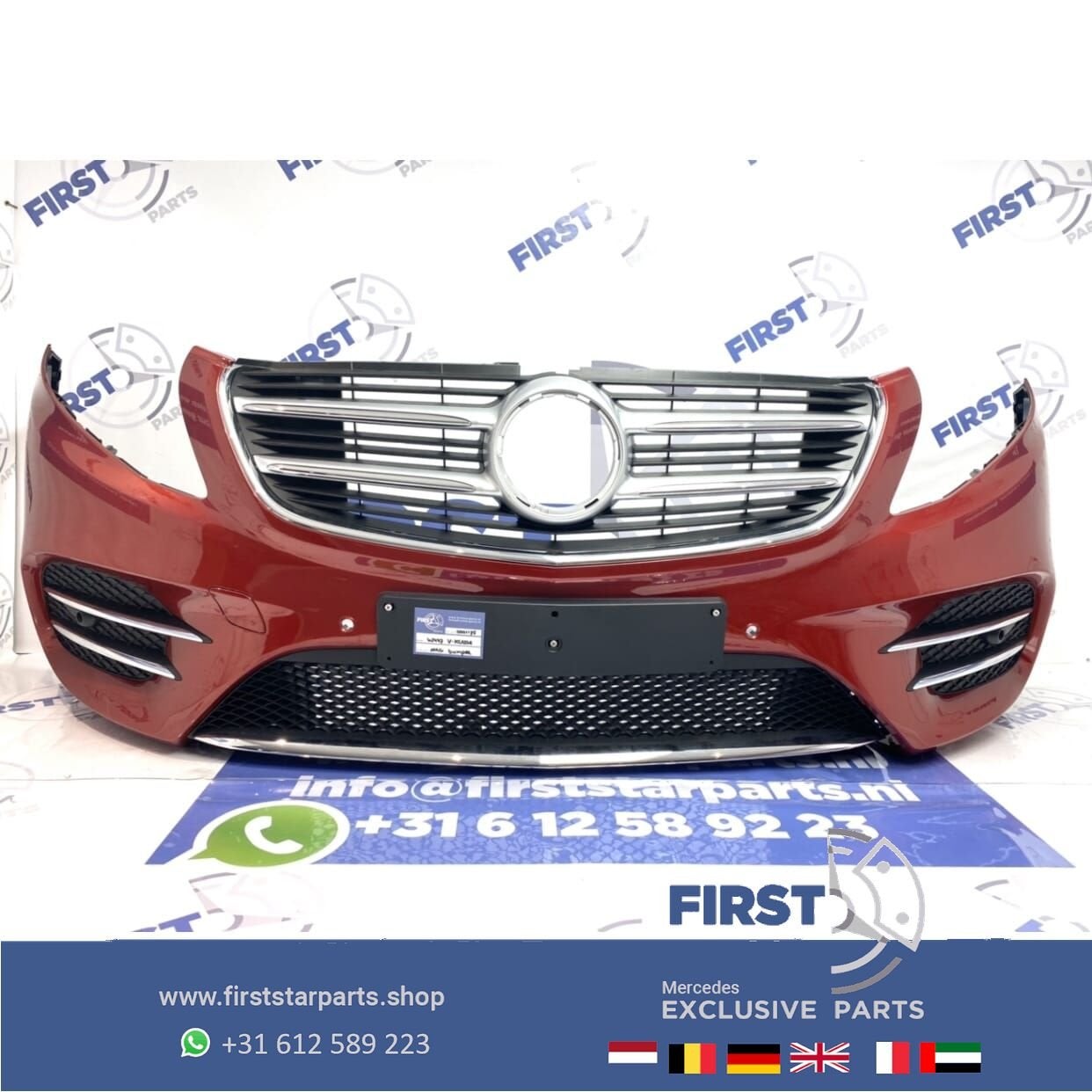 W447 VITO / V KLASSE AMG VOORBUMPER COMPLEET ROOD ORIGINEEL, Gebruikt, -, Voor, Ophalen of Verzenden