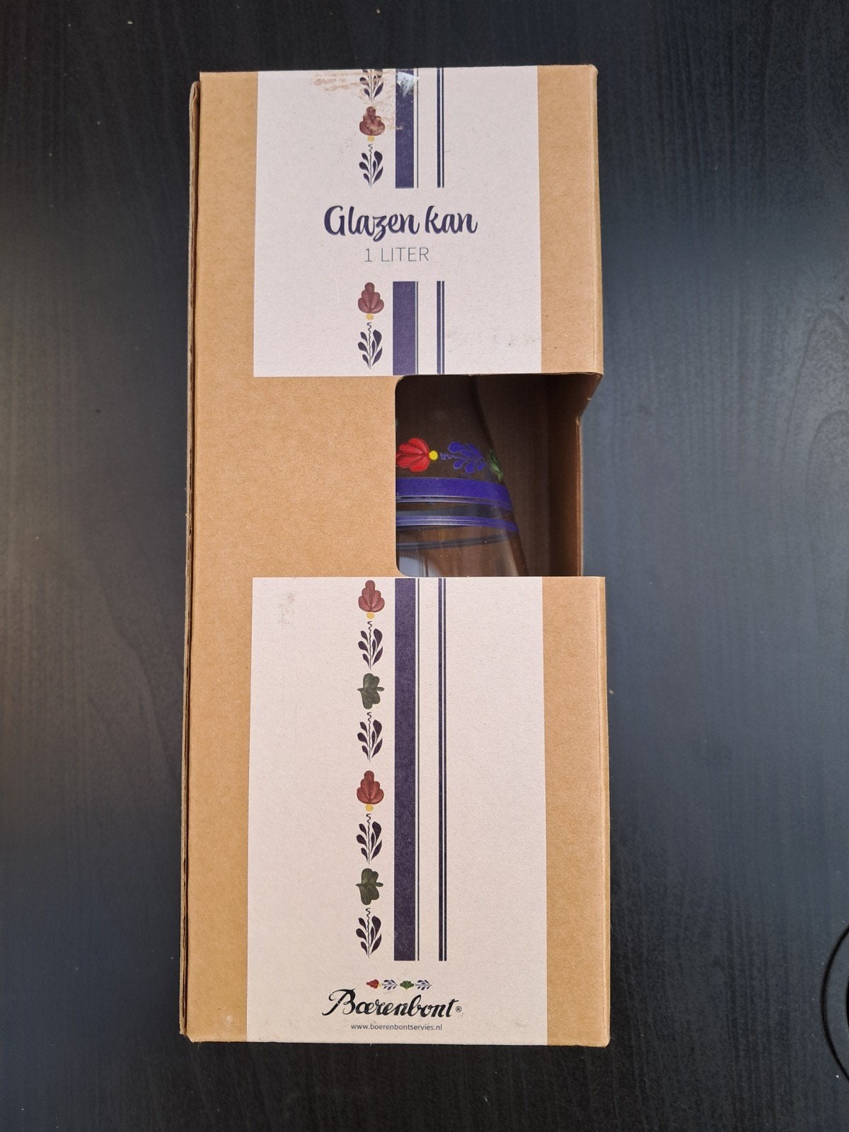nieuwe Boerenbont glazen kan 1L, Ophalen of Verzenden