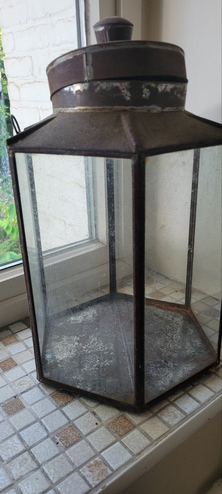 windlichten ijzeren frame met glas, Maison & Meubles, Accessoires pour la Maison | Cloches, Verre, Enlèvement