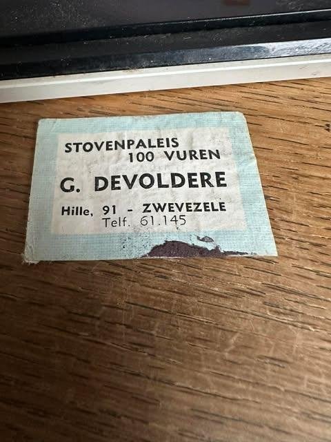 luciferdoos etiket label stovenpaleis G. Devoldere Zwevezele, Gebruikt, Ophalen of Verzenden, Devoldere, Info@stoplade.xe