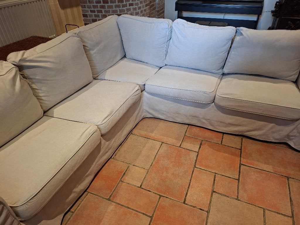 Canapé d'angle 5 places blanc cassé, Maison & Meubles, Canapés | Salons, 150 cm ou plus, Banc d'angle, Enlèvement, Utilisé