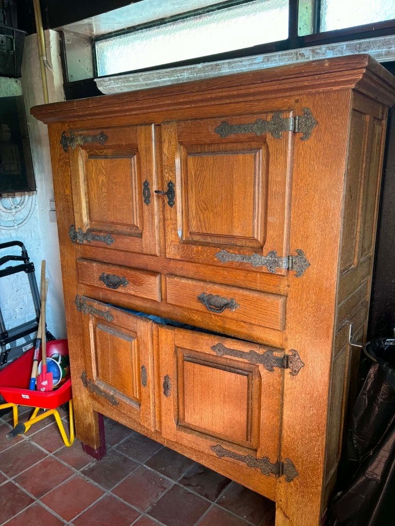 Buffet ancien en chêne massif - vintage chic, Enlèvement ou Envoi, Vintage chic, Utilisé, Chêne