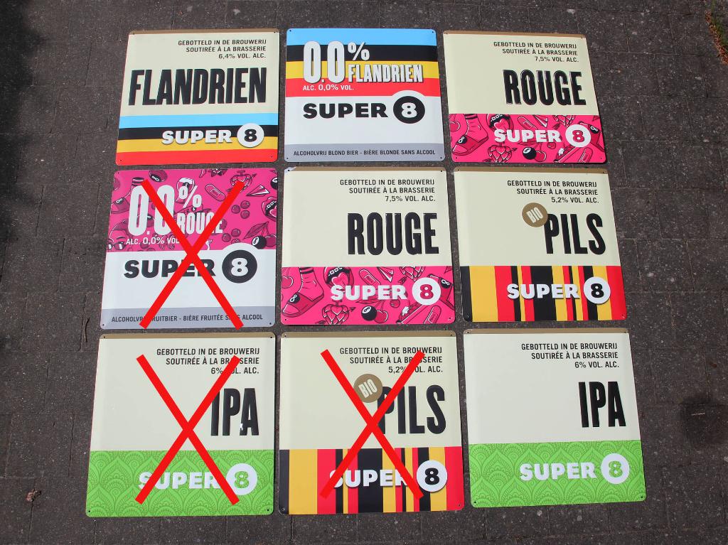 Super 8 bier reclameborden, Ophalen of Verzenden, Gebruikt, Reclamebord, Plaat of Schild, Overige merken
