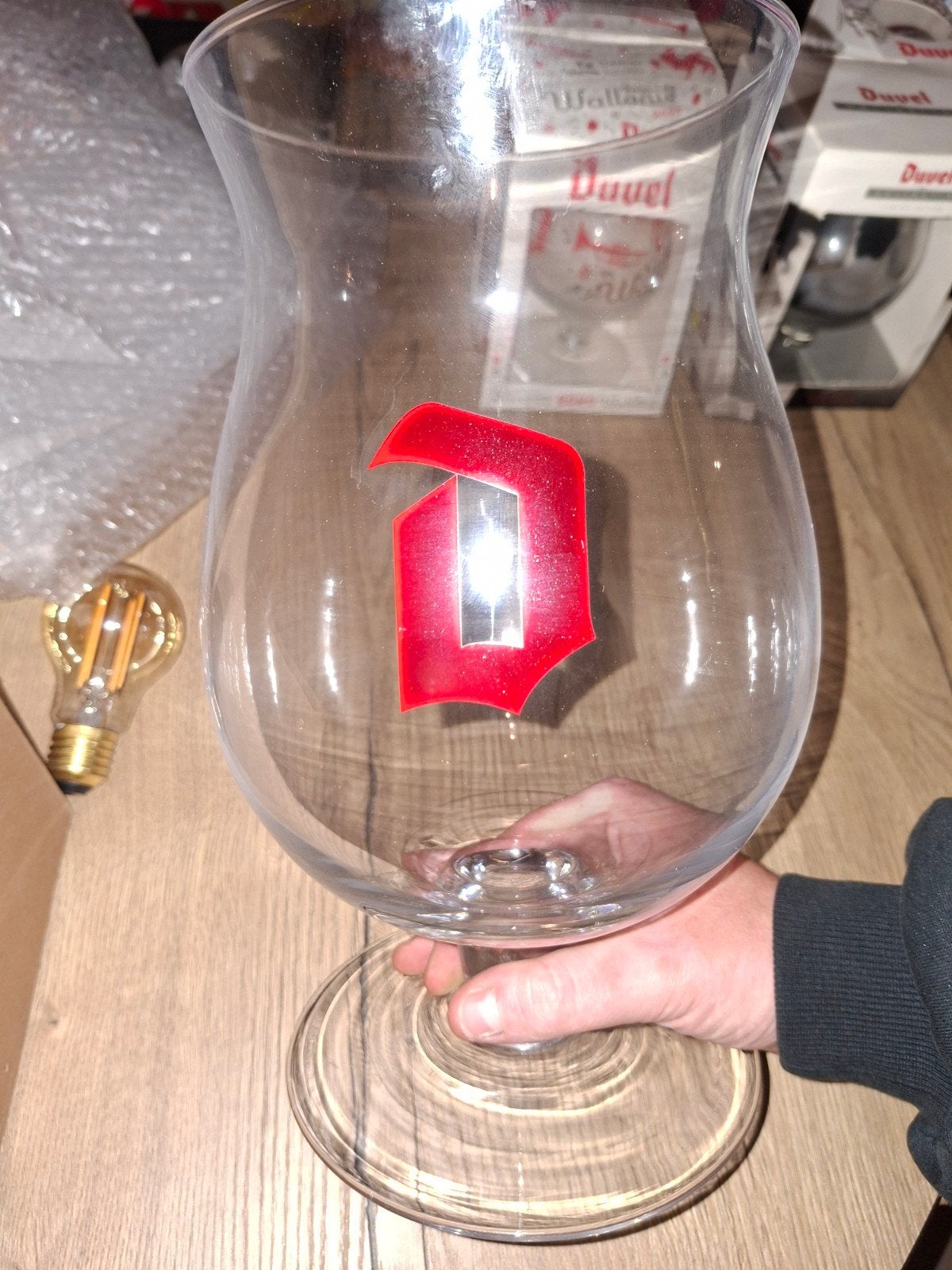 3L Duvel glas - Bordeaux kleurig, Verzamelen, Ophalen of Verzenden, Nieuw, Glas of Glazen, Duvel