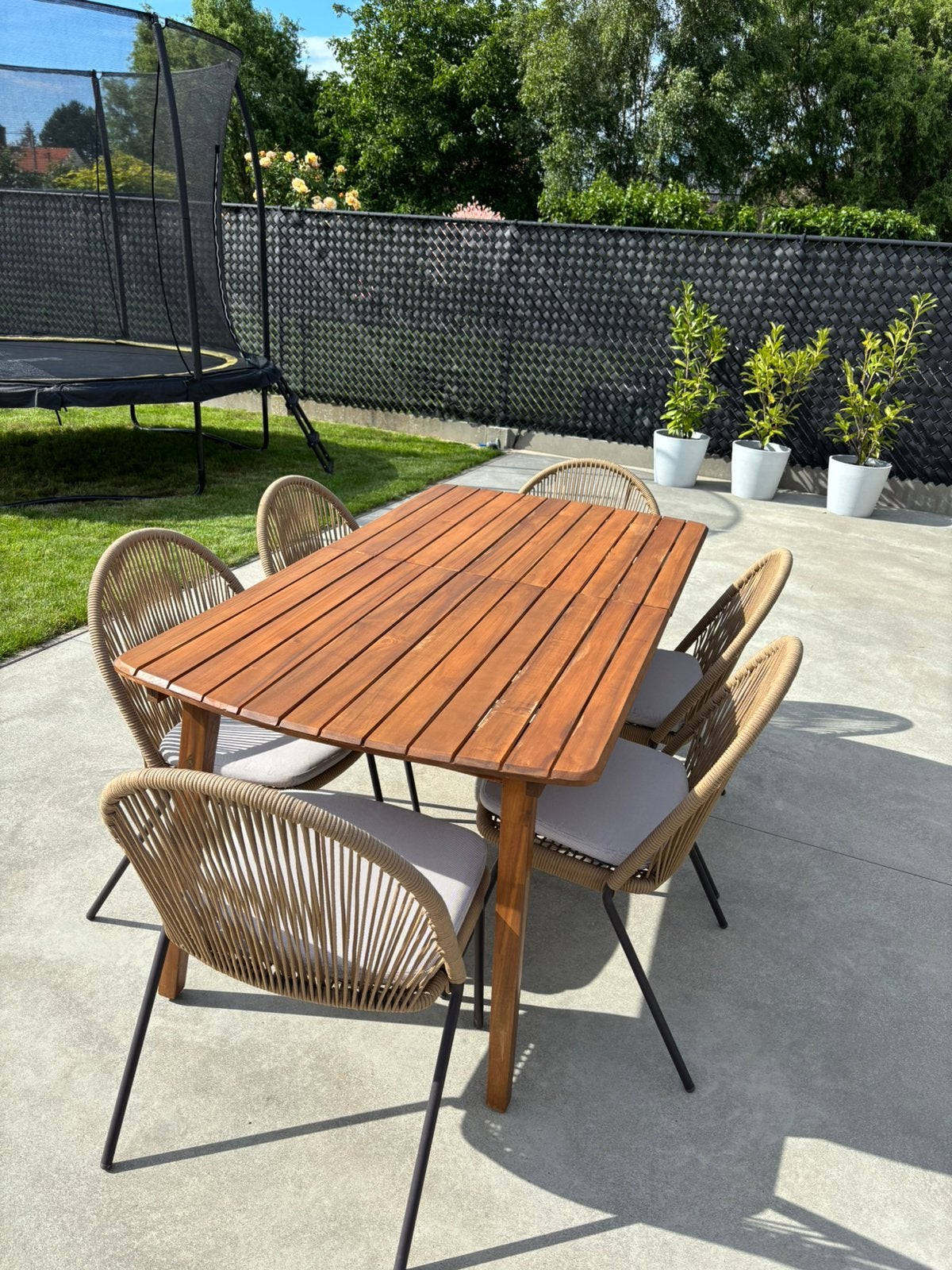 Tuintafel en 6x stoelen, Tuin en Terras, Tuinsets en Loungesets, Ophalen, Zo goed als nieuw