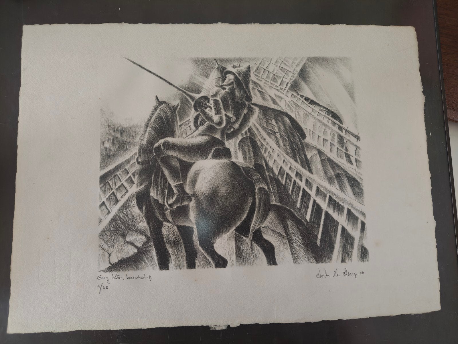 lithografie handgeschept Norbert De Clercq 1/40, Enlèvement, Lithographie, Numéroté