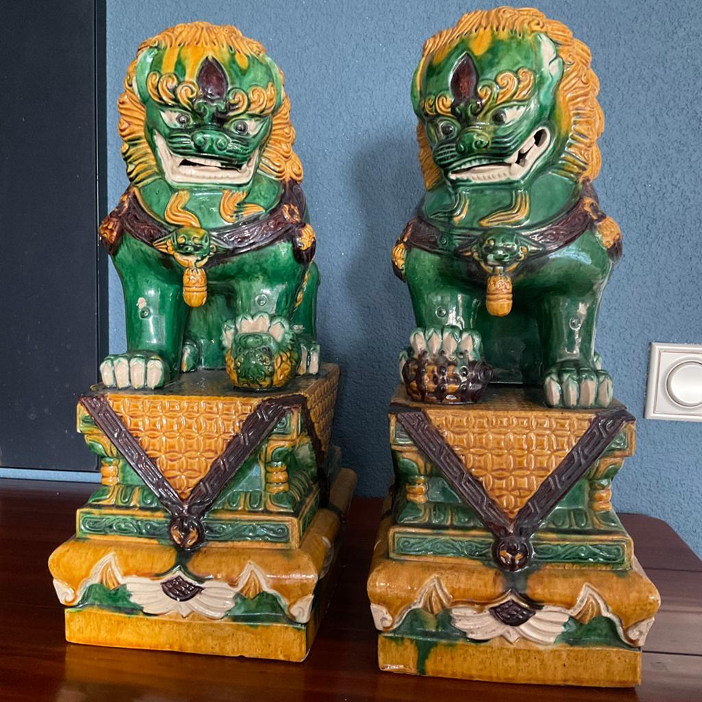 Tempelleeuwen set Chinese Foo Dogs 47cm Chinees beeld Sancai, Ophalen