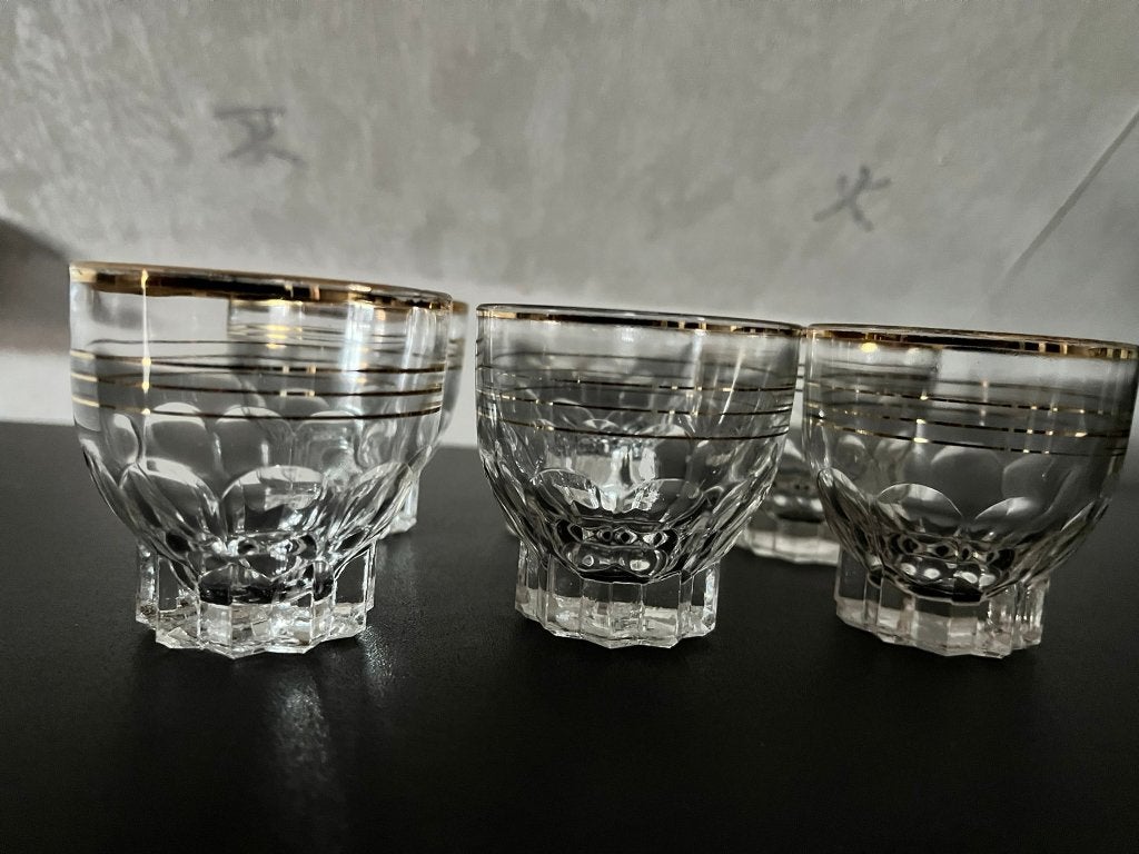 6 oude glaasjes met gouden randje, Antiek en Kunst, Ophalen