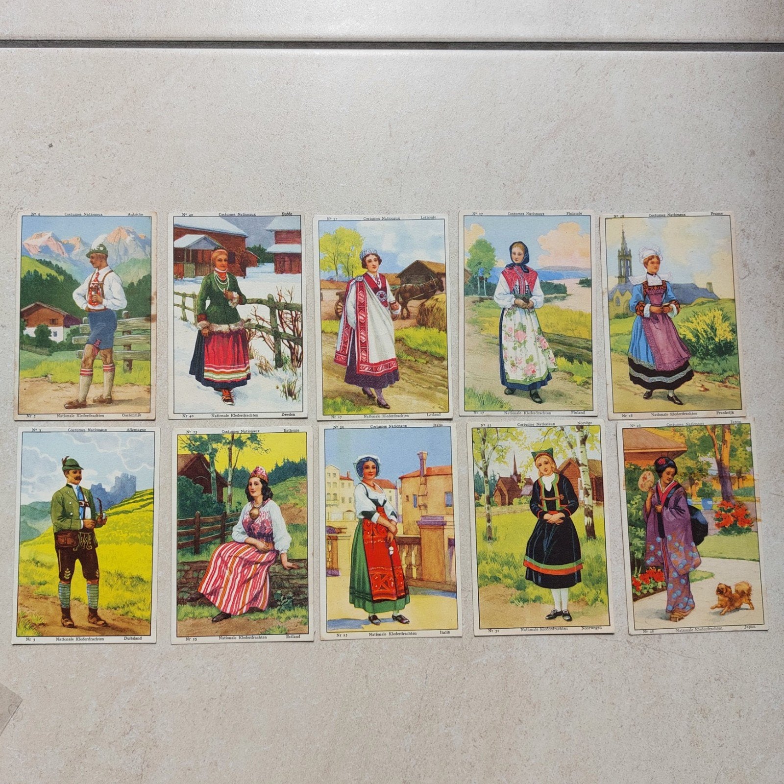 10 prenten : nationale klederdrachten (Meurisse), Verzamelen, Ophalen of Verzenden