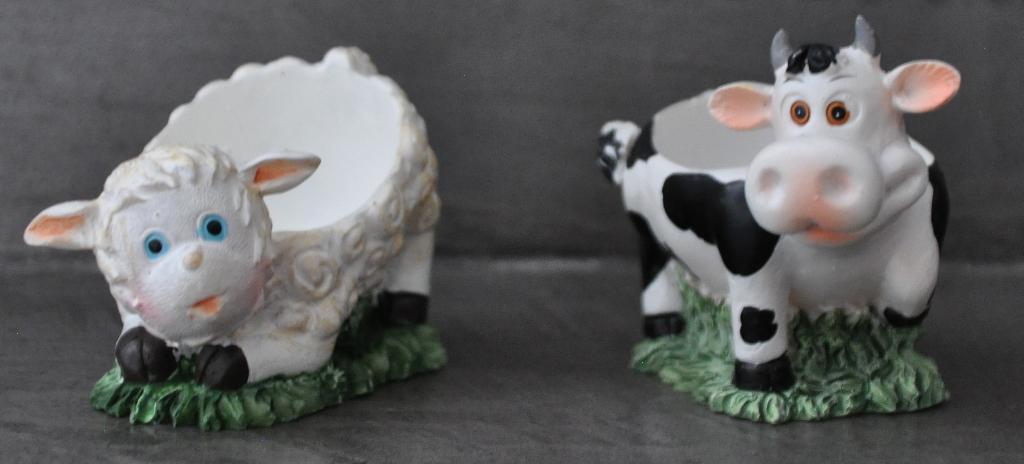Lot de 2 coquetiers décoratifs – vache & mouton, Enlèvement ou Envoi, Neuf