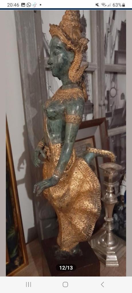 Superbe Bronze asiatique danseuse thailandaise Nue, Antiquités & Art, Enlèvement