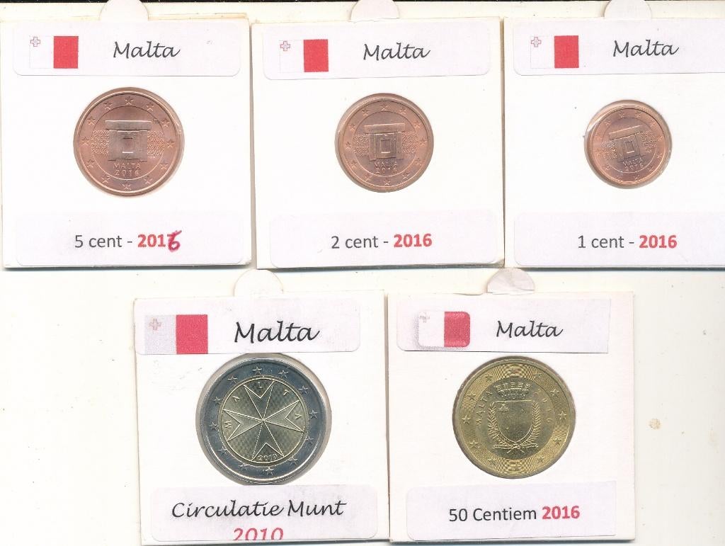 Malta 1 cent - 2 cent - 5 cent - 50 cent - 2 euro, Postzegels en Munten, Munten | Europa | Euromunten, Ophalen of Verzenden, Malta