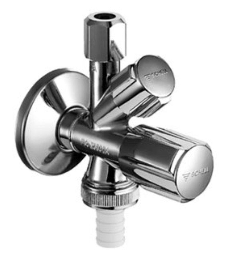 SCHELL hoekstopkraan 1/2 ″ x 3/4 ″ x 10 mm met Terugslagklep, Bricolage & Construction, Enlèvement ou Envoi, Neuf, Chrome, Robinet
