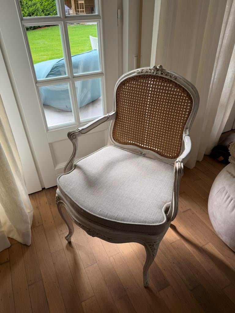 Set van 8 Franse stijl stoelen met cannage & kussens op maat, Antiek en Kunst, Ophalen