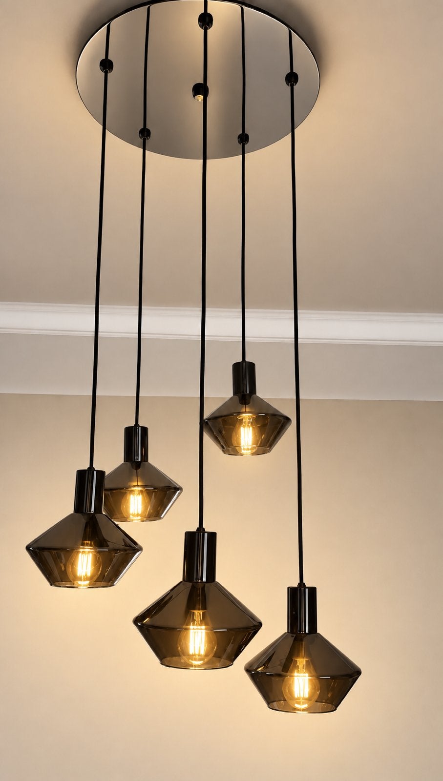 2 grands Plafonniers et 2 lampes murales en verre fumé, Enlèvement, Comme neuf, Verre