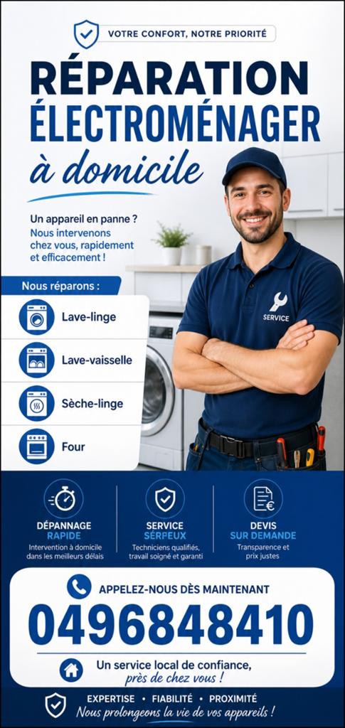 Dépannage électroménager 7j7, Reparation à domicile, Electroménager, Enlèvement