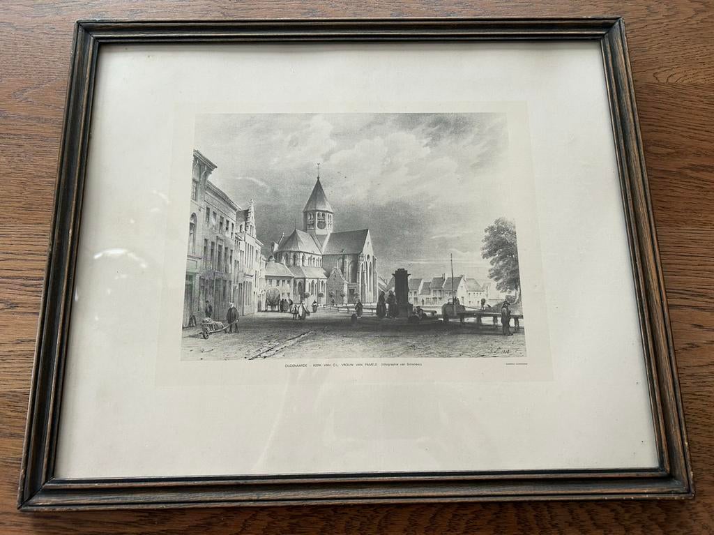 Lithografie : kerk van O.L. Vrouw van Pamele Oudenaarde, Ophalen